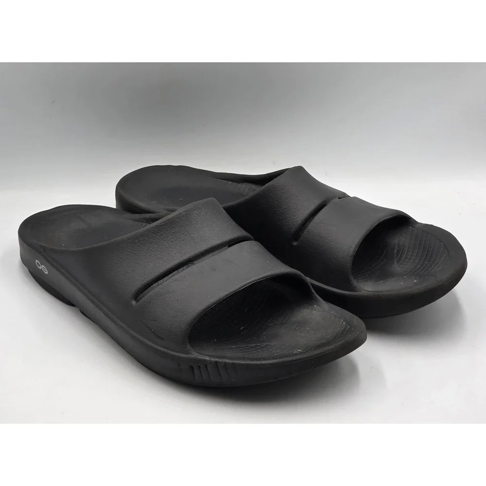 OOFOS OOahh Men's 13 Women's 15 Black Recovery Slide Sandals